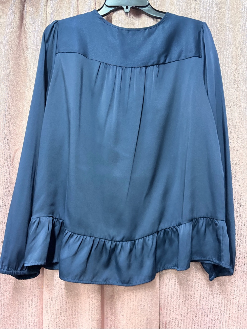 LOFT Navy Ruffle-Hem Skirt